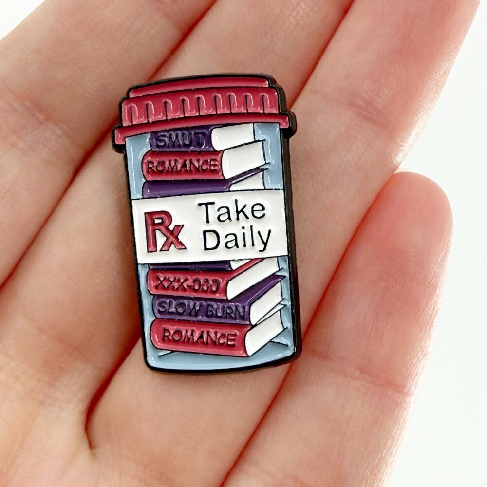 Books Are Medicine Enamel Pin, Romance Reader Pin, Book Lover Gift